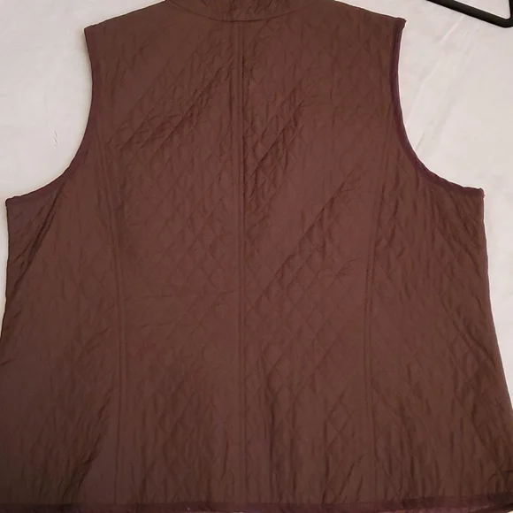 TALBOTS WOMAN brown quilted vest corduroy zipper pockets 1X